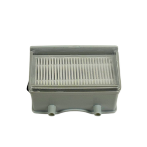 rectangular dust filter for air purifier with white pleated surface and gray plastic casing