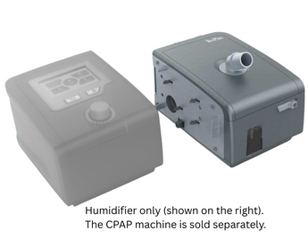 Humidifier attachment for CPAP machine displayed separately.