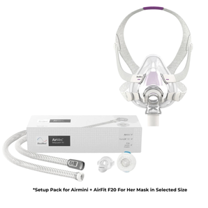 ResMed | AirFit F20 Mask + Setup Pack for AirMini Auto Travel CPAP Machine