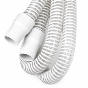 White flexible hose with white plastic connector ends